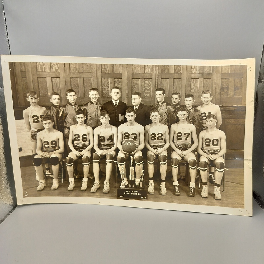 1937 1938 McBain High School Basketball Team Photo 11x7 Vintage